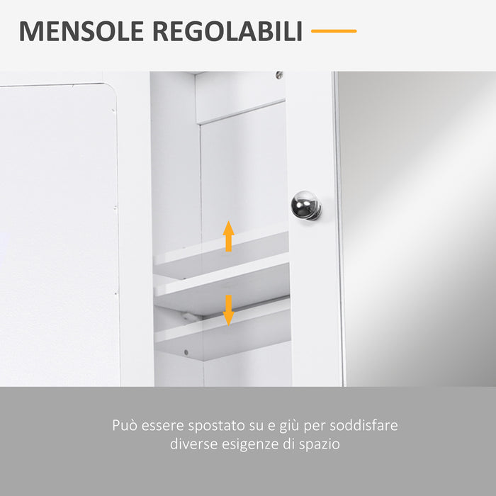 Easycomfort Mobiletto Armadietto a Muro con Specchio da Bagno Cucina in MDF 56 x 13 x 58cm Bianco