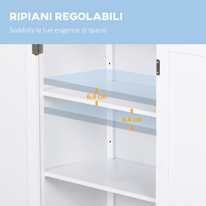 EasyComfort Mobiletto da Bagno, Mobiletto Multiuso Salvaspazio con Armadietto 2 Ripiani 2 Ante Maniglie in MDF 60 x 30 x 80cm Bianco