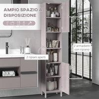 Easycomfort Colonna Bagno in MDF con 2 Armadietti e 2 Ripiani Aperti, 30x32x172.5 cm, color Legno