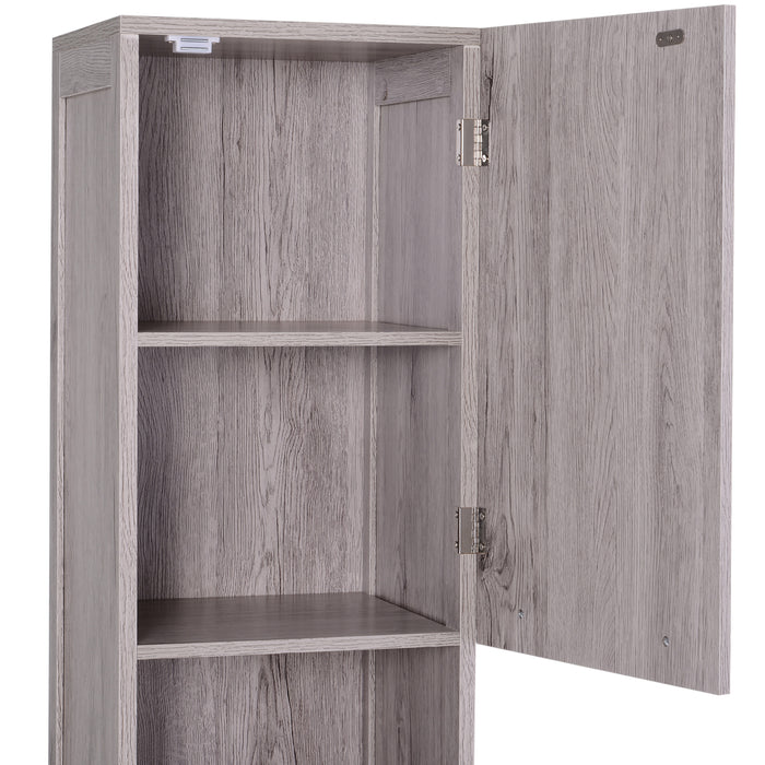 Easycomfort Colonna Bagno in MDF con 2 Armadietti e 2 Ripiani Aperti, 30x32x172.5 cm, color Legno