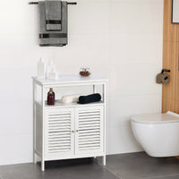 Easycomfort Mobiletto da Bagno Bianco con 2 Ripiani e Armadietto in MDF, Impermeabile e Salvaspazio, 60 x 30 x 81.6cm