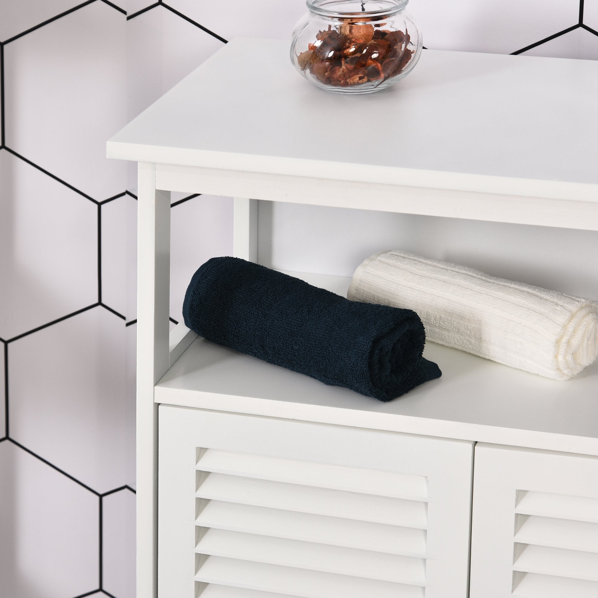 Easycomfort Mobiletto da Bagno Bianco con 2 Ripiani e Armadietto in MDF, Impermeabile e Salvaspazio, 60 x 30 x 81.6cm