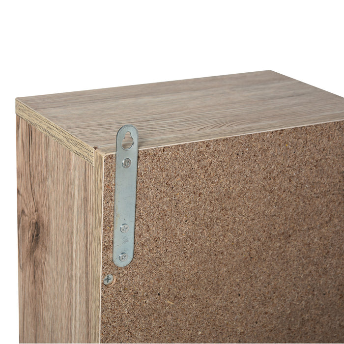 Easycomfort Armadietto Pensile per il Bagno con Mensola e 2 Ripiani, Installazione a Parete, Grigio e Rovere, 57 x 14.2 x 49.2cm