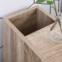 Easycomfort Armadietto da Bagno a Colonna, Mobile Bagno con 4 Ruote, 1 Cassetto 1 Armadietto con Anta 2 Armadietti Aperti, Color Rovere, 18x30x68.5 cm