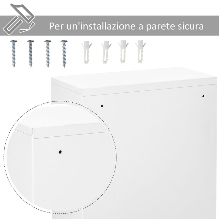 EasyComfort Armadietto Medicinali a 3 Livelli in Acciaio con 2 Chiavi e Montaggio a Parete, 40x18x60 cm, Bianco