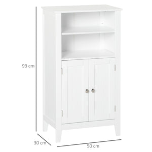 Easycomfort Mobile Bagno con Mensole Regolabili e Armadietto 2 Ante, Mobiletto Bagno Multiuso in Legno, Bianco, 50x30x93cm