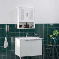 EasyComfort Mobiletto da Bagno a Muro Salvaspazio con Armadietto e Ripiano, 60x20x70 cm, Bianco