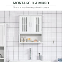 EasyComfort Mobiletto da Bagno a Muro Salvaspazio con Armadietto e Ripiano, 60x20x70 cm, Bianco