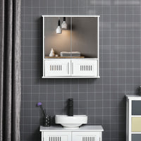 Easycomfort Mobiletto Bagno Pensile con Antine a Specchio, 55x17.5x60cm - Bianco