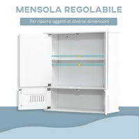 Easycomfort Mobiletto Bagno Pensile con Antine a Specchio, 55x17.5x60cm - Bianco