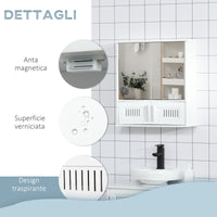 Easycomfort Mobiletto Bagno Pensile con Antine a Specchio, 55x17.5x60cm - Bianco