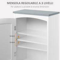 Easycomfort Mobile Pensile Bagno a un'Anta con Mensola Regolabile, 41x18.5x52cm, Bianco e Grigio
