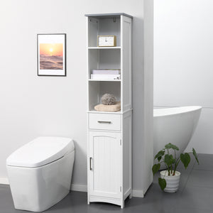 Easycomfort Armadietto Bagno con Scaffale a 3 Livelli, 1 Cassetto e 1 Mobiletto, 34x30x163cm