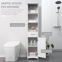 Easycomfort Armadietto Bagno con Scaffale a 3 Livelli, 1 Cassetto e 1 Mobiletto, 34x30x163cm