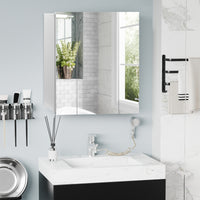 EASYCOMFORT Armadietto Bagno con 3 Ante Specchiate e Ripiani Regolabili, 70x15x60cm, Bianco