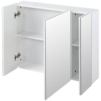 EASYCOMFORT Armadietto Bagno con 3 Ante Specchiate e Ripiani Regolabili, 70x15x60cm, Bianco