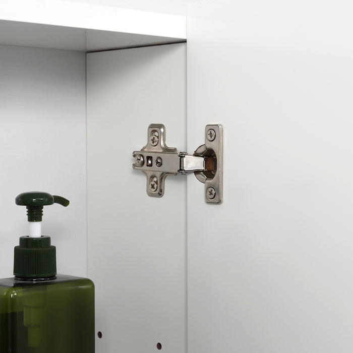 EASYCOMFORT Armadietto Bagno con 3 Ante Specchiate e Ripiani Regolabili, 70x15x60cm, Bianco