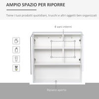 EasyComfort Armadietto Specchiera Bagno, Mobiletto Bagno Pensile con Fissaggio a Muro, 54x15x55cm, Bianco