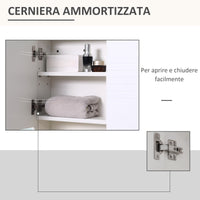 EasyComfort Armadietto Specchiera Bagno, Mobiletto Bagno Pensile con Fissaggio a Muro, 54x15x55cm, Bianco