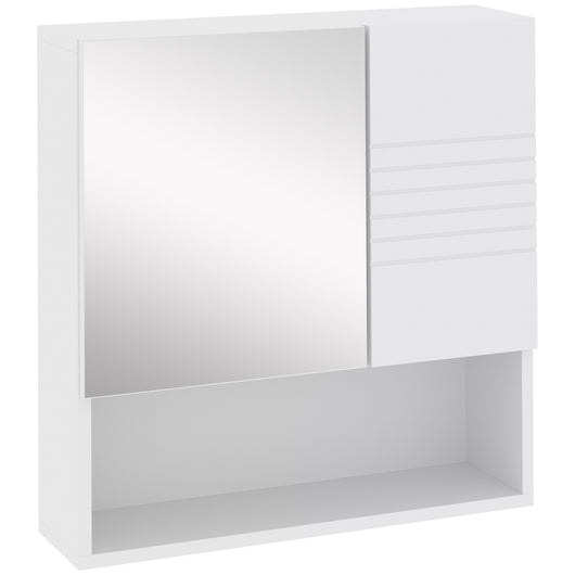 EasyComfort Armadietto Specchiera Bagno, Mobiletto Bagno Pensile con Fissaggio a Muro, 54x15x55cm, Bianco