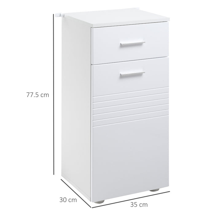 EasyComfort Mobile Bagno in Legno con Cassetto e Armadietto 1 Anta con Mensole, 35x30x77.5cm