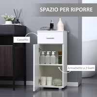 EasyComfort Mobile Bagno in Legno con Cassetto e Armadietto 1 Anta con Mensole, 35x30x77.5cm
