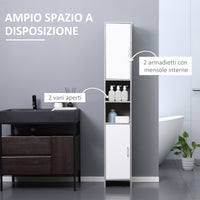 Easycomfort Colonna Bagno con 2 Armadietti e 2 Vani Aperti in Legno Effetto Cemento, 30x30x180cm
