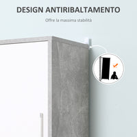 Easycomfort Colonna Bagno con 2 Armadietti e 2 Vani Aperti in Legno Effetto Cemento, 30x30x180cm