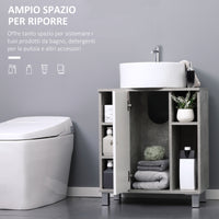 Easycomfort Mobiletto Sottolavandino con Intaglio a U e 6 Ripiani in Legno, 60x30x68cm - Bianco, Grigio