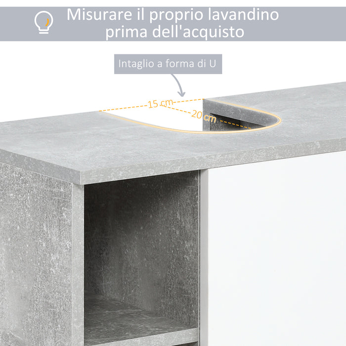 Easycomfort Mobiletto Sottolavandino con Intaglio a U e 6 Ripiani in Legno, 60x30x68cm - Bianco, Grigio