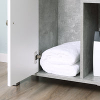 Easycomfort Mobiletto Sottolavandino con Intaglio a U e 6 Ripiani in Legno, 60x30x68cm - Bianco, Grigio