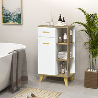 EasyComfort Mobile Bagno Moderno con Armadietto, Cassetto e Ripiani in Legno, 50x30x89cm, Bianco