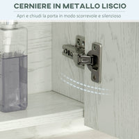 EasyComfort Armadietto a Specchio per Bagno con Ripiani Regolabili, 3 Porte e Credenze, 90x15x75cm