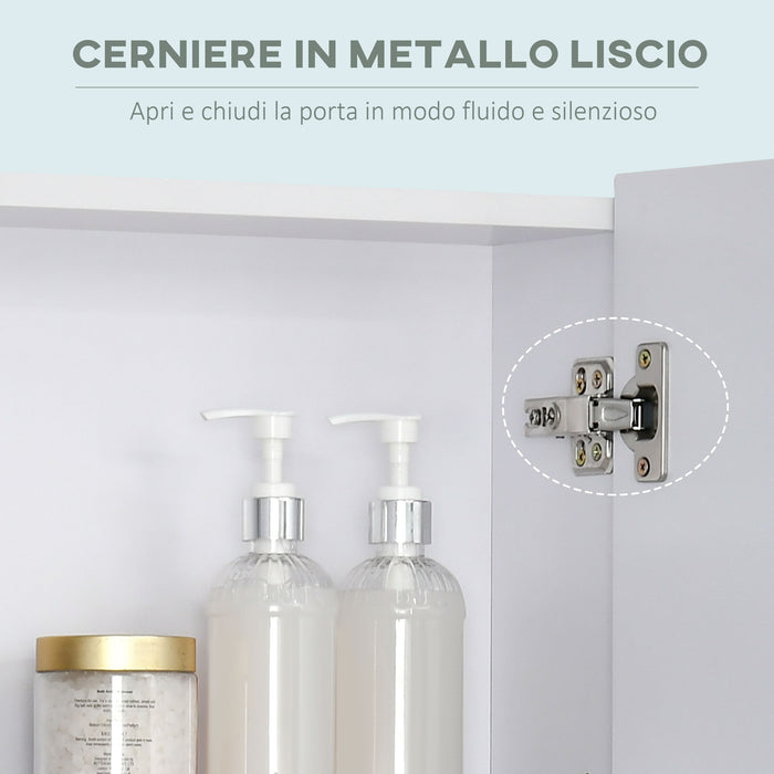 EASYCOMFORT  Armadietto a Specchio Rettangolare con Credenze e Ripiano Regolabile, 60x15x75cm