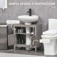 Easycomfort Mobile Sottolavabo con Armadietto a 2 Ante e Ripiani in Legno 60x30x60cm, Grigio