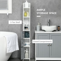 EASYCOMFORT  Colonna Bagno con Mensole e Armadietti, Mobile Alto Salvaspazio in Legno 15x17x120cm, Bianco e Grigio