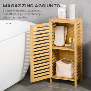 Easycomfort Armadietto Bagno in Bambù con Ripiano Interno Regolabile, 30x19.9x70 cm, color Legno