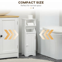 EasyComfort Mobiletto da Bagno in MDF Bianco con Armadietto e Spazio per Carta Igienica, 19x15x56 cm