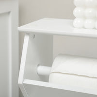 EasyComfort Mobiletto da Bagno in MDF Bianco con Armadietto e Spazio per Carta Igienica, 19x15x56 cm