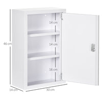 EasyComfort Armadietto Medicinali a 3 Ripiani in Acciaio Inox con 2 Chiavi e Montaggio a Parete, 30x14x46 cm, Bianco