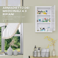 EasyComfort Armadietto Medicinali a 3 Ripiani in Acciaio Inox con 2 Chiavi e Montaggio a Parete, 30x14x46 cm, Bianco