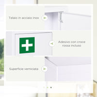 EasyComfort Armadietto Medicinali a 3 Ripiani in Acciaio Inox con 2 Chiavi e Montaggio a Parete, 30x14x46 cm, Bianco