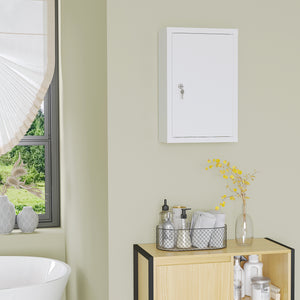 EasyComfort Armadietto Medicinali a 3 Ripiani in Acciaio Inox con 2 Chiavi e Montaggio a Parete, 30x14x46 cm, Bianco