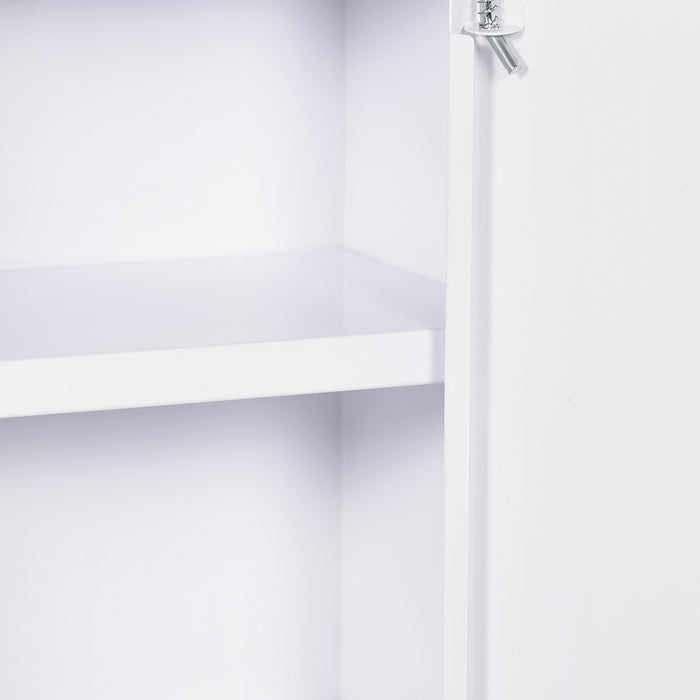 EasyComfort Armadietto Medicinali a 3 Ripiani in Acciaio Inox con 2 Chiavi e Montaggio a Parete, 30x14x46 cm, Bianco