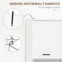 EasyComfort Mobile Bagno in Truciolato Bianco con 2 Armadietti con Ante e 2 Ripiani Aperti, 80x33.5x190 cm