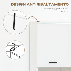 EasyComfort Mobile Bagno in Truciolato Bianco con 2 Armadietti con Ante e 2 Ripiani Aperti, 80x33.5x190 cm