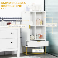 EasyComfort Mobiletto Bagno Moderno con Armadietto, Cassetto e Mensola Regolabile, 60x30x120cm, Bianco