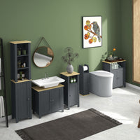 Easycomfort Mobiletto Bagno a 3 Ripiani in MDF e Truciolato con Ripiano Interno Regolabile, 60x30x80.5 cm