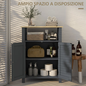 Easycomfort Mobiletto Bagno a 3 Ripiani in MDF e Truciolato con Ripiano Interno Regolabile, 60x30x80.5 cm
