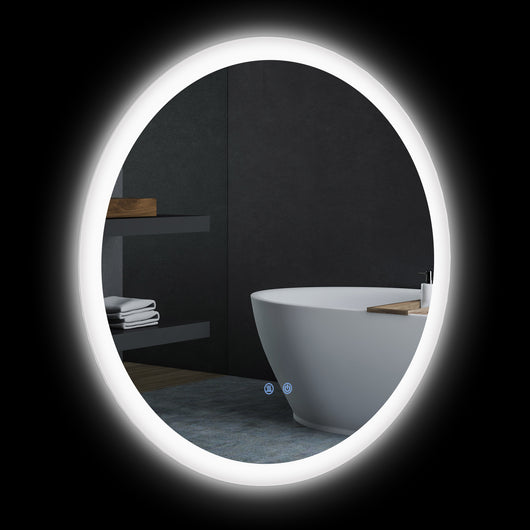Easycomfort Specchio Bagno LED Antiappannamento con 3 Colori e Luminosità Regolabile, in Metallo e Vetro, Ø70x3 cm